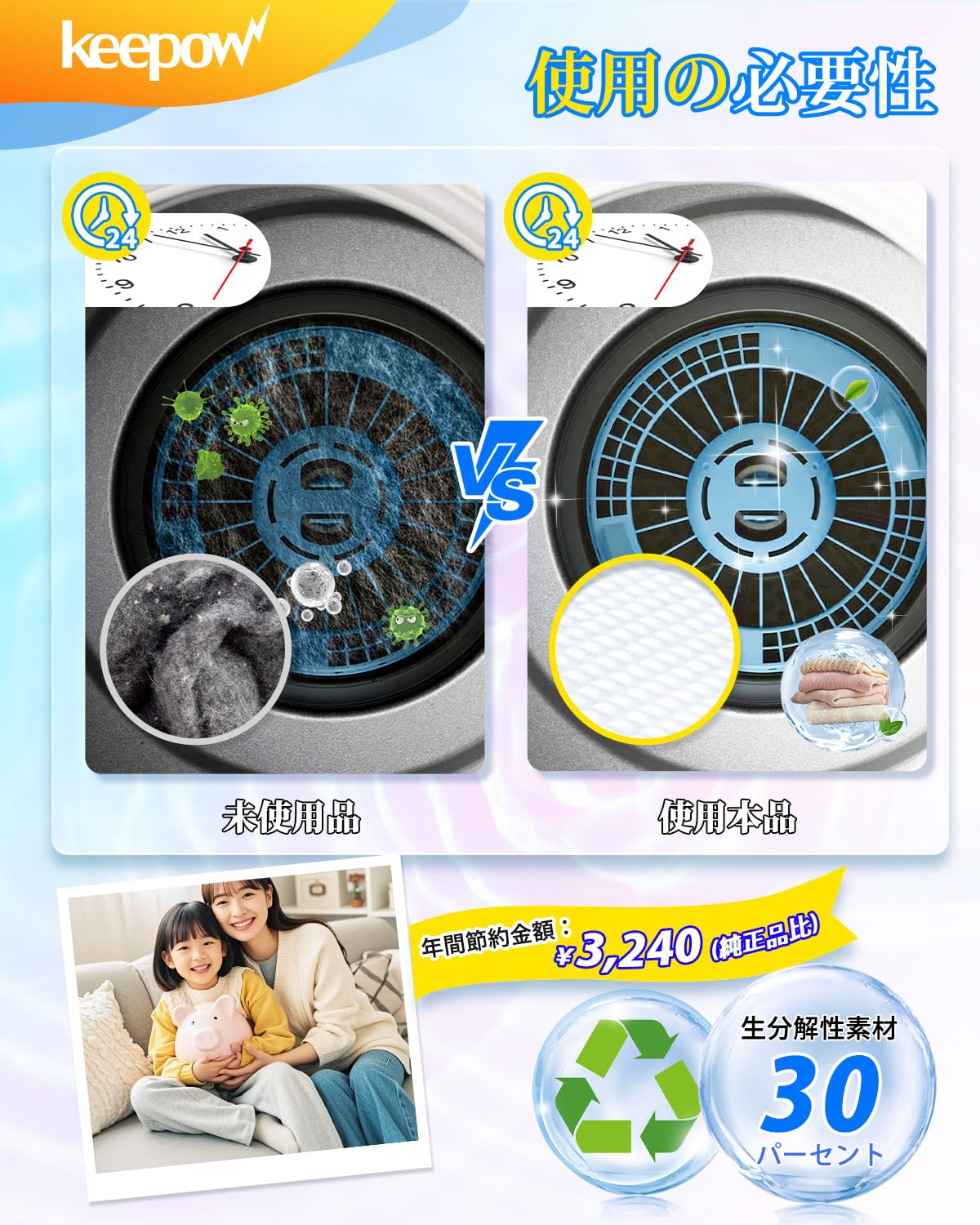 Amazon.co.jp: KEEPOW 100枚 リンナイ専用 乾燥機 紙フィルター DPF